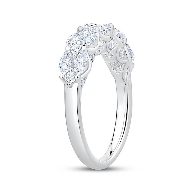 Main Image 2 of Now + Forever Marquise & Round-Cut Diamond Anniversary Ring 1-1/5 ct tw 14K White Gold