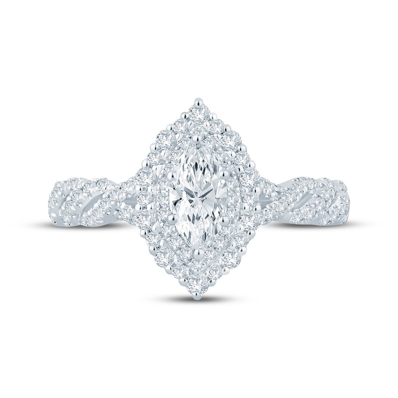 Main Image 3 of Now + Forever Marquise-Cut Diamond Double-Halo Engagement Ring 1 ct tw 14K White Gold