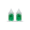 Thumbnail Image 2 of Emerald-Cut Lab-Created Emerald & Trillion-Cut Lab-Created Opal Drop Earrings Sterling Silver