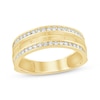 Thumbnail Image 1 of Now + Forever Men's Diamond Brick Pattern Wedding Band 1/2 ct tw 10K Yellow Gold