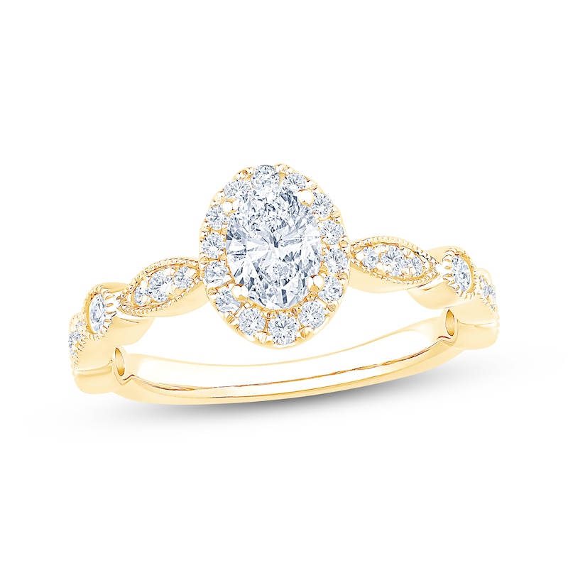 Main Image 1 of Now + Forever Oval-Cut Diamond Halo Engagement Ring 7/8 ct tw 14K Yellow Gold