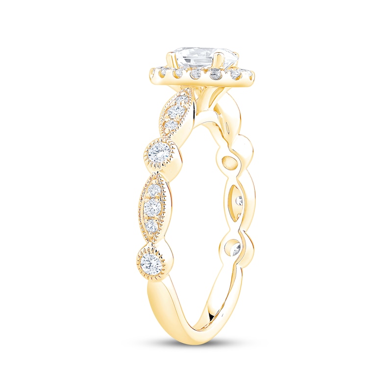 Main Image 2 of Now + Forever Oval-Cut Diamond Halo Engagement Ring 7/8 ct tw 14K Yellow Gold