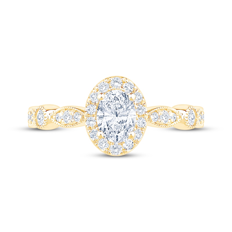 Main Image 3 of Now + Forever Oval-Cut Diamond Halo Engagement Ring 7/8 ct tw 14K Yellow Gold