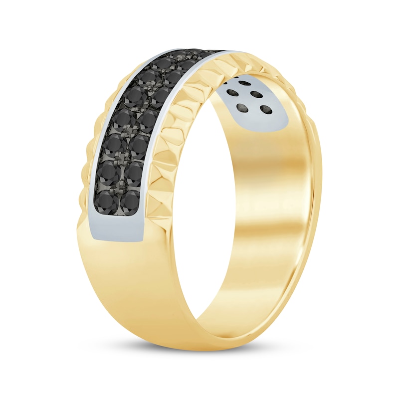 Main Image 2 of Men's Now + Forever® Black Diamond Wedding Band 3/4 ct tw 10K Yellow Gold