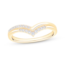 Now + Forever Diamond Chevron Two-Row Anniversary Ring 1/8 ct tw 10K Yellow Gold