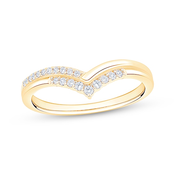 Now + Forever Diamond Chevron Two-Row Anniversary Ring 1/8 ct tw 10K Yellow Gold