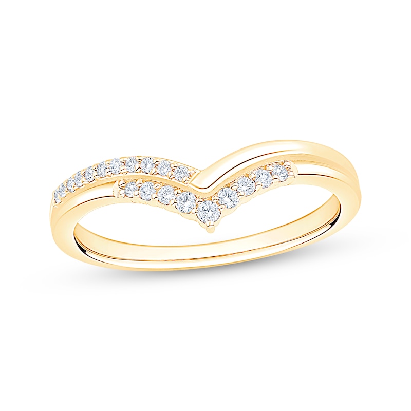 Main Image 1 of Now + Forever Diamond Chevron Two-Row Anniversary Ring 1/8 ct tw 10K Yellow Gold