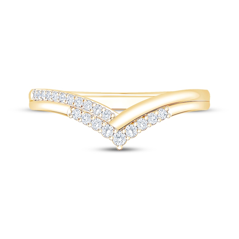 Main Image 3 of Now + Forever Diamond Chevron Two-Row Anniversary Ring 1/8 ct tw 10K Yellow Gold