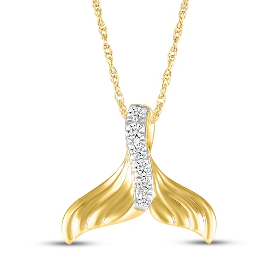 Diamond Mermaid Tail Necklace 1/10 ct tw 10K Yellow Gold 18"