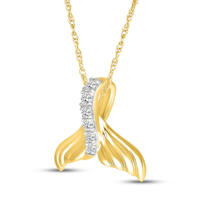 Main Image 2 of Diamond Mermaid Tail Necklace 1/10 ct tw 10K Yellow Gold 18&quot;