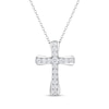 Thumbnail Image 1 of Diamond Flared Cross Necklace 1/5 ct tw Sterling Silver 18"