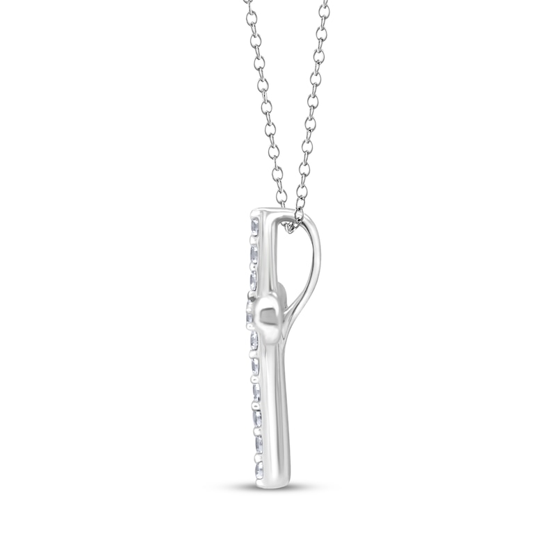 Main Image 3 of Diamond Flared Cross Necklace 1/5 ct tw Sterling Silver 18"