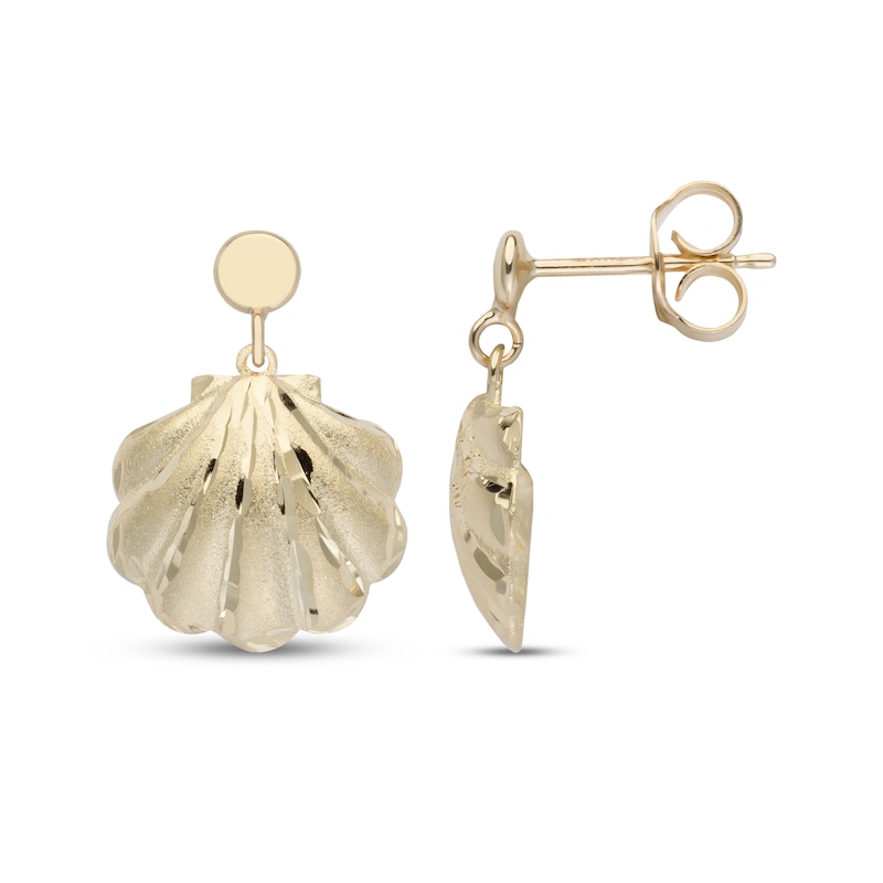 Main Image 3 of Seashell Dangle Earrings 14K Yellow Gold