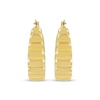 Thumbnail Image 2 of Ribbed Tapered Hoop Earrings Hollow 14K Yellow Gold