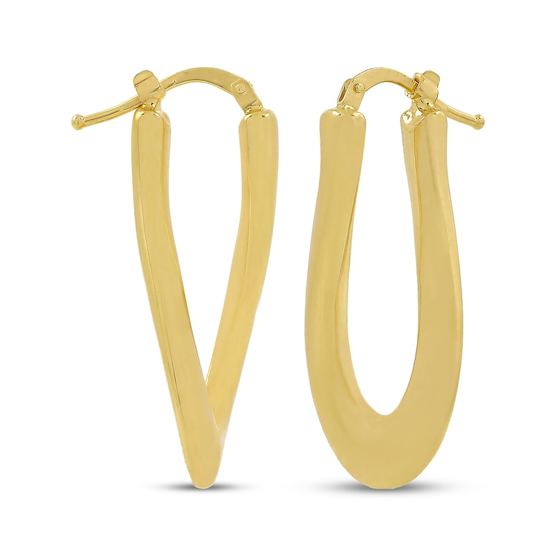 Main Image 1 of Twist Hoop Earrings Hollow 14K Yellow Gold