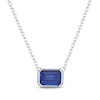 Thumbnail Image 1 of STUDIO BY KAY Emerald-Cut Blue Lab-Created Sapphire Bezel-Set Solitaire Necklace Sterling Silver 18"