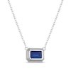 Thumbnail Image 3 of STUDIO BY KAY Emerald-Cut Blue Lab-Created Sapphire Bezel-Set Solitaire Necklace Sterling Silver 18"