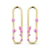 Thumbnail Image 2 of STUDIO BY KAY Pink Lab-Created Sapphire Paperclip Earrings 24K Yellow Gold Vermeil Sterling Silver
