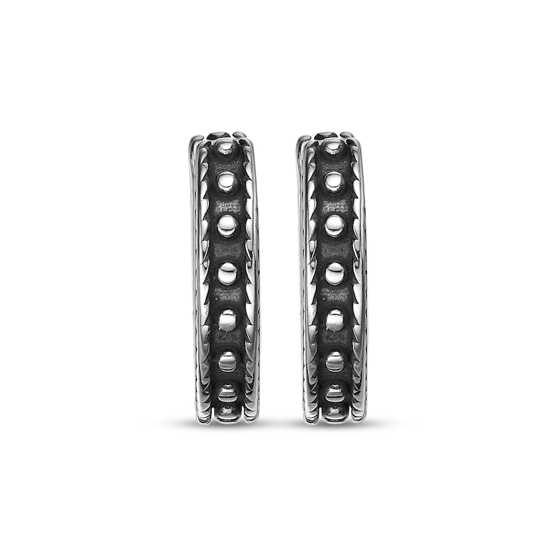 Main Image 2 of Men's Dot-Pattern Hoop Earrings Stainless Steel & Black Ion Plating