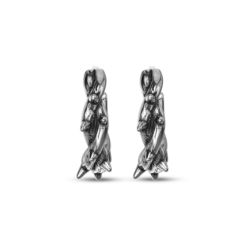 Main Image 2 of Men's Twist Barbed Wire Hoop Earrings Stainless Steel
