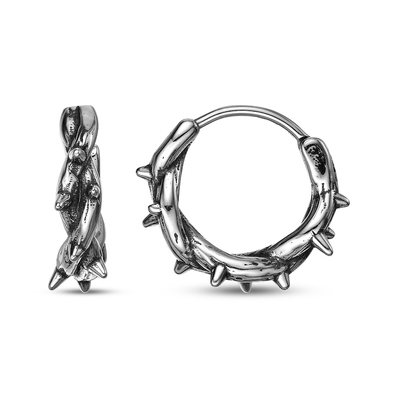 Main Image 3 of Men's Twist Barbed Wire Hoop Earrings Stainless Steel