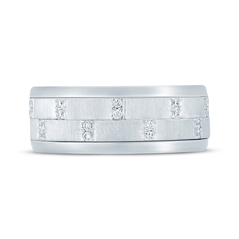 Main Image 3 of Now + Forever Men's Diamond Satin Finish Wedding Band 1/8 ct tw 10K White Gold