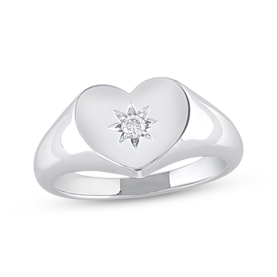 STUDIO BY KAY Diamond Heart Signet Ring 1/20 ct tw Sterling Silver