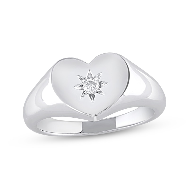 Main Image 1 of STUDIO BY KAY Diamond Heart Signet Ring 1/20 ct tw Sterling Silver