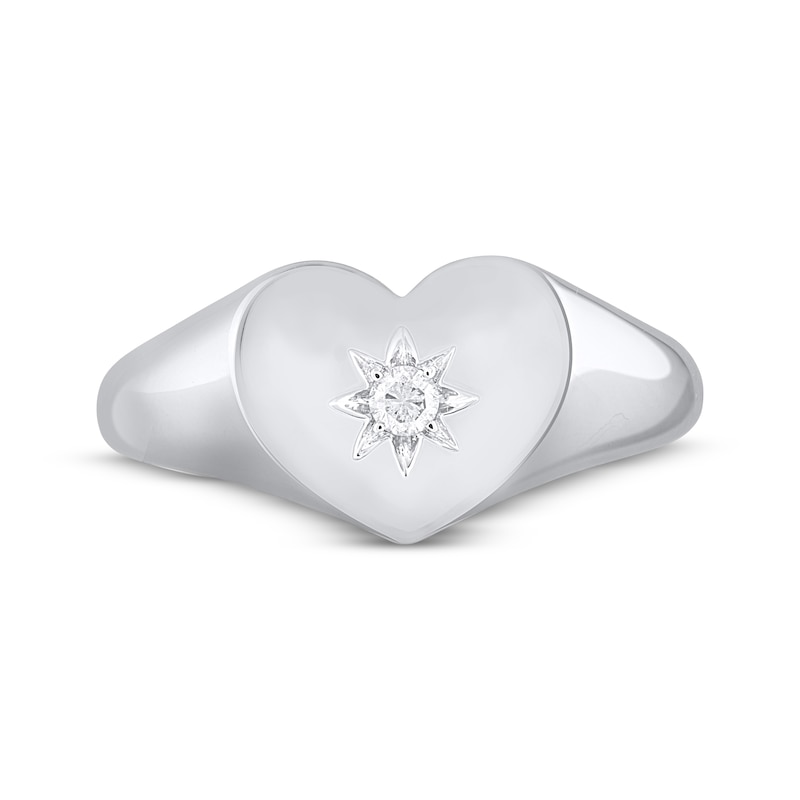 Main Image 3 of STUDIO BY KAY Diamond Heart Signet Ring 1/20 ct tw Sterling Silver