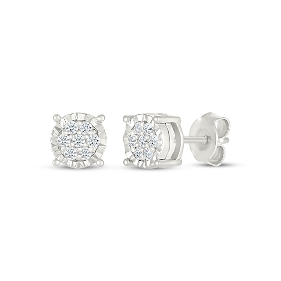 Multi-Diamond Stud Earrings 1/10 ct tw Sterling Silver