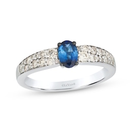 Le Vian Oval-Cut Blue Sapphire Ring 3/8 ct tw Diamonds 14K Vanilla Gold