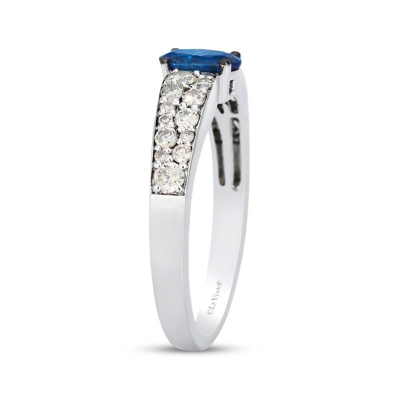 Main Image 2 of Le Vian Oval-Cut Blue Sapphire Ring 3/8 ct tw Diamonds 14K Vanilla Gold