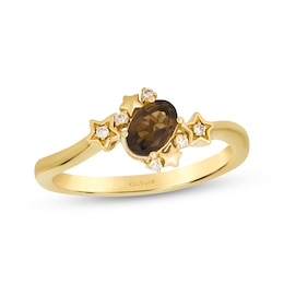 Le Vian Oval-Cut Chocolate Quartz & Diamond Accent Star Ring 14K Honey Gold