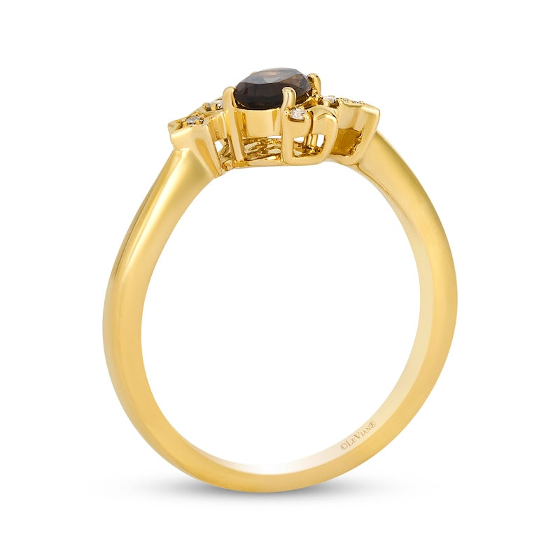 Main Image 3 of Le Vian Oval-Cut Chocolate Quartz & Diamond Accent Star Ring 14K Honey Gold
