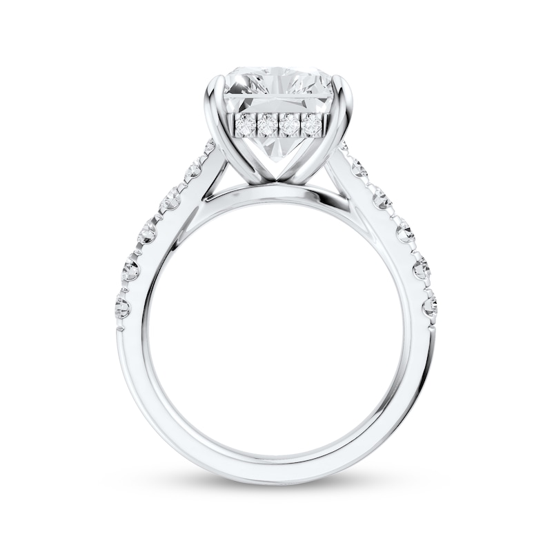 Main Image 3 of Now + Forever Lab-Grown Diamonds Emerald-Cut Hidden Halo Engagement Ring 6-3/4 ct tw 14K White Gold