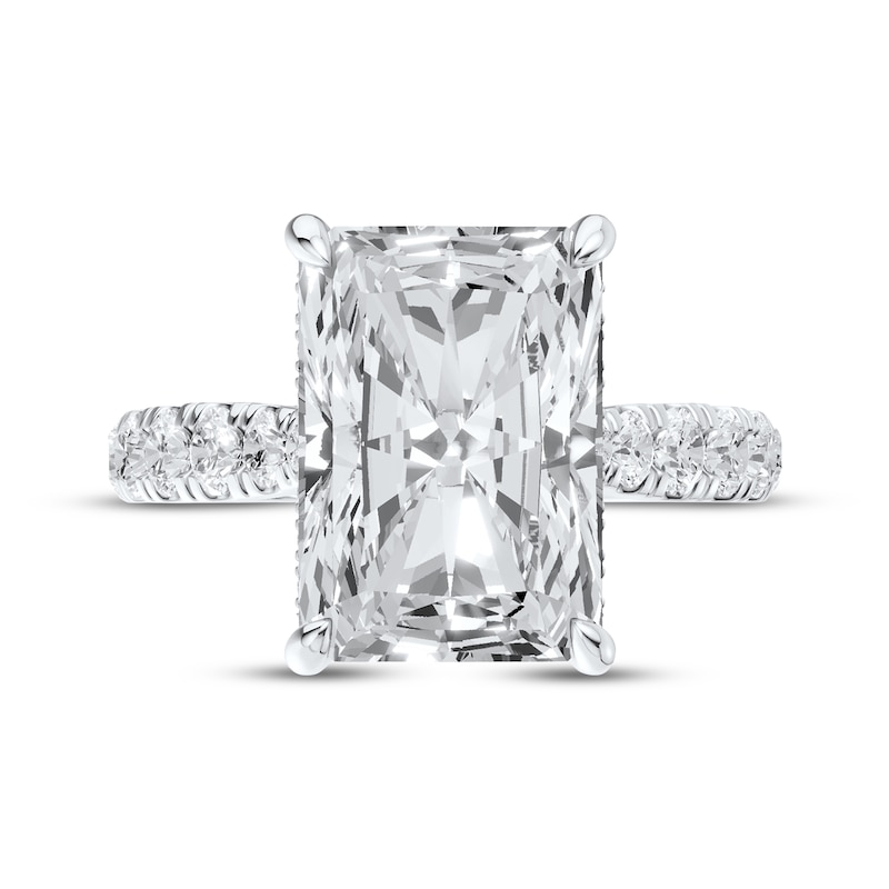 Main Image 4 of Now + Forever Lab-Grown Diamonds Emerald-Cut Hidden Halo Engagement Ring 6-3/4 ct tw 14K White Gold