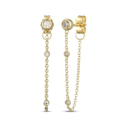 KAY x Rocksbox Lab-Grown Diamond Front-Back Chain Dangle Earrings 1/8 ct tw 24K Yellow Gold Vermeil Sterling Silver