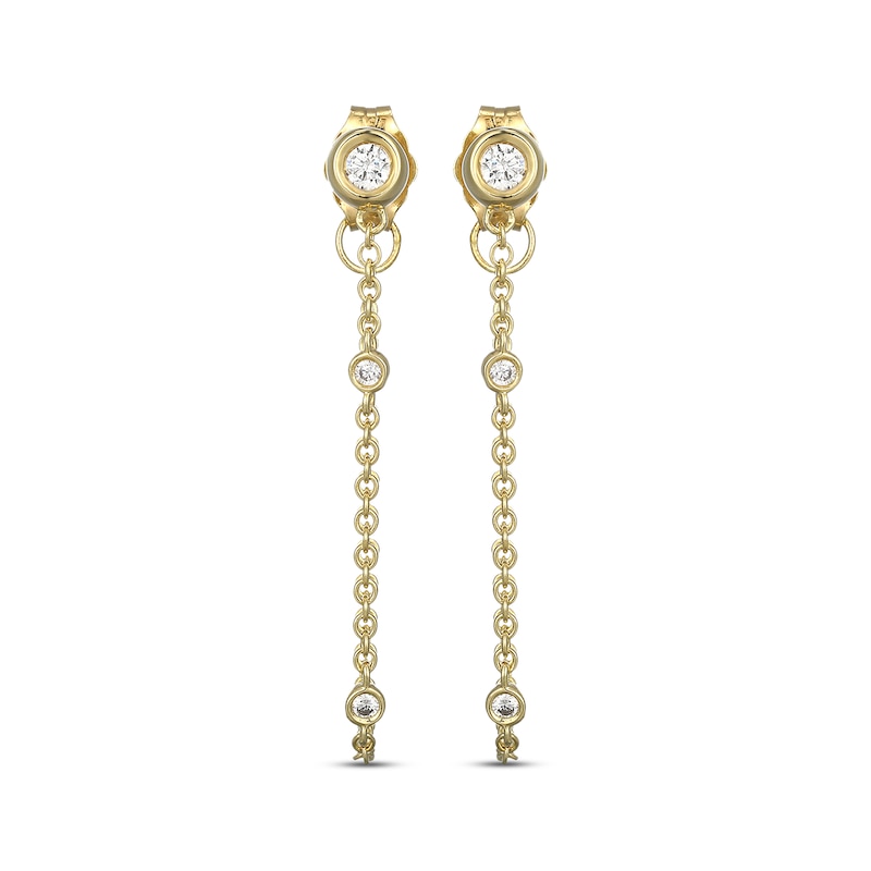 Main Image 2 of KAY x Rocksbox Lab-Grown Diamond Front-Back Chain Dangle Earrings 1/8 ct tw 24K Yellow Gold Vermeil Sterling Silver