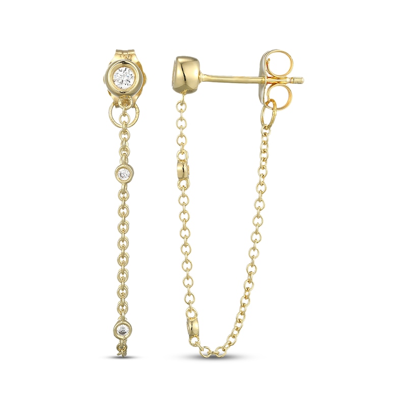 Main Image 3 of KAY x Rocksbox Lab-Grown Diamond Front-Back Chain Dangle Earrings 1/8 ct tw 24K Yellow Gold Vermeil Sterling Silver