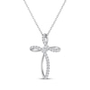 Thumbnail Image 1 of THE LEO Diamond Princess & Round-Cut Looped Cross Necklace 3/8 ct tw 14K White Gold 19"