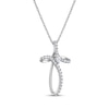 Thumbnail Image 2 of THE LEO Diamond Princess & Round-Cut Looped Cross Necklace 3/8 ct tw 14K White Gold 19"