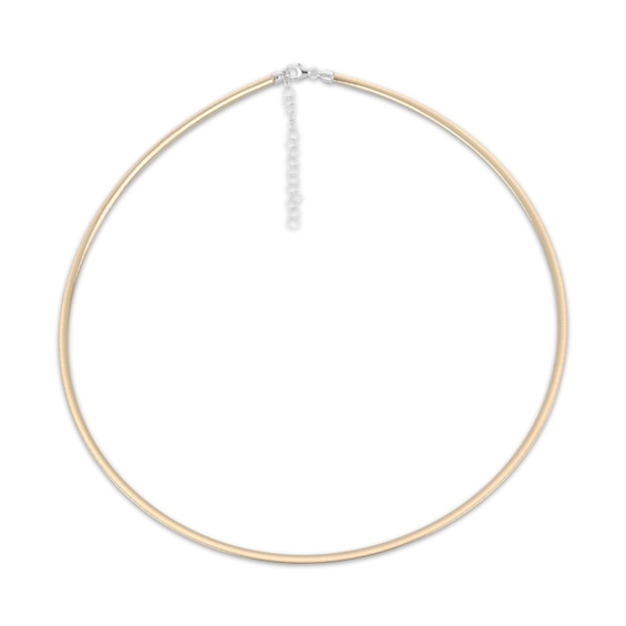 3mm Omega Chain Necklace Solid 10K Two-Tone Gold 20"