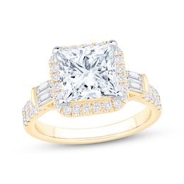 Now + Forever Lab-Grown Diamonds Princess-Cut Halo Engagement Ring 3-7/8 ct tw 14K Yellow Gold