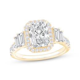 Now + Forever Lab-Grown Diamonds Radiant-Cut Halo Engagement Ring 3-1/5 ct tw 14K Yellow Gold