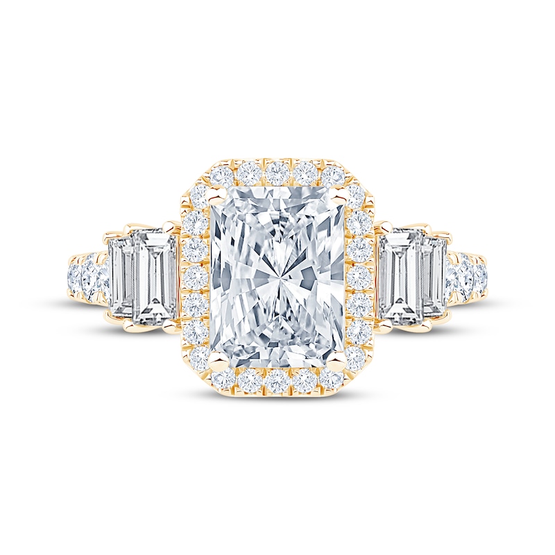 Main Image 3 of Now + Forever Lab-Grown Diamonds Radiant-Cut Halo Engagement Ring 3-1/5 ct tw 14K Yellow Gold