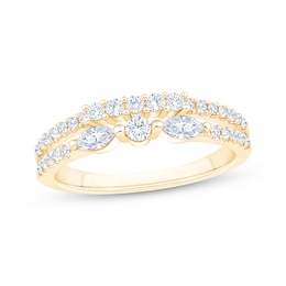 Now + Forever Round & Marquise-Cut Diamond Two-Row Anniversary Ring 1/2 ct tw 10K Yellow Gold