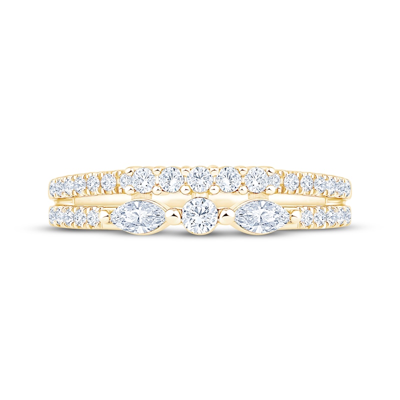 Main Image 3 of Now + Forever Round & Marquise-Cut Diamond Two-Row Anniversary Ring 1/2 ct tw 10K Yellow Gold