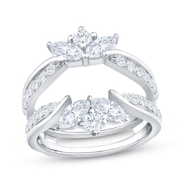 Now + Forever Lab-Grown Diamonds Marquise & Round-Cut Enhancer Ring 1-1/2 ct tw 14K White Gold