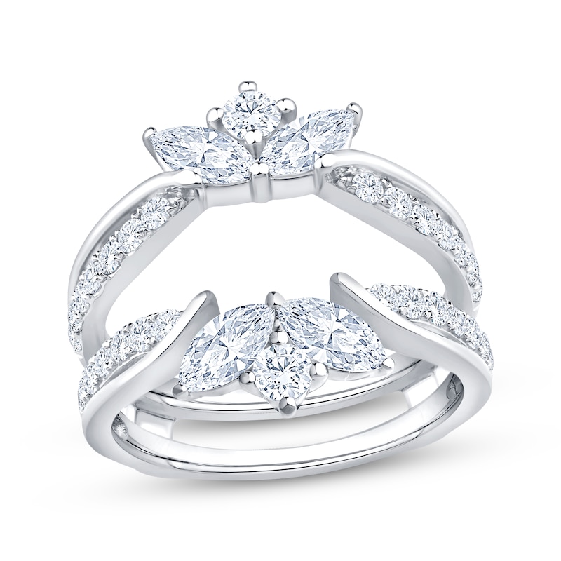 Main Image 1 of Now + Forever Lab-Grown Diamonds Marquise & Round-Cut Enhancer Ring 1-1/2 ct tw 14K White Gold