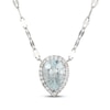 Thumbnail Image 1 of Pear-Shaped Natural Aquamarine & White Lab-Created Sapphire Necklace Sterling Silver 18"